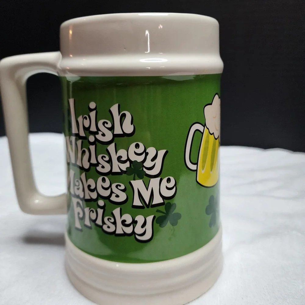 St Patrick's Day Large Stein Irish WHiskey Makes Me‎ Frisky
